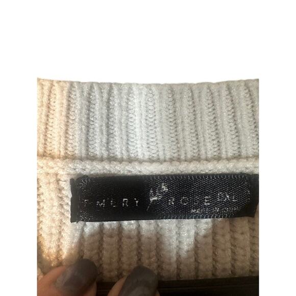 Emery Rose White Black Hearts Long Sleeve Crew Neck Knit Sweater Women Sz XL - Picture 6 of 8